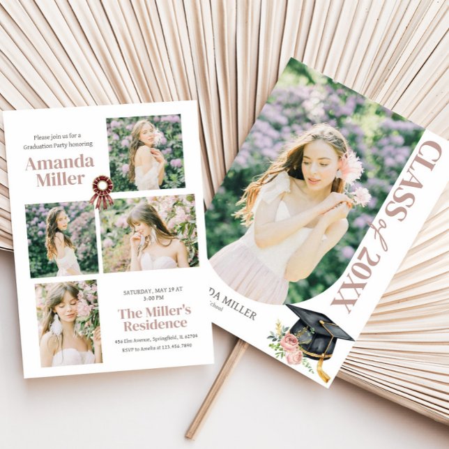 Inbjudan till elegant Photo Studenten (Classic Elegant Photo Graduation Invitation with Front and Back)