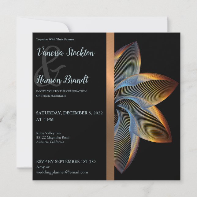 Inbjudan till elegant Pinjul-bröllop (Framsida)