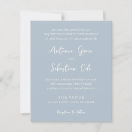 Inbjudan till elegant Powder Blue Budget Wedding