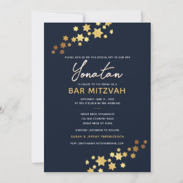 Inbjudan till elegant Pub Mitzvah Navy Guld
