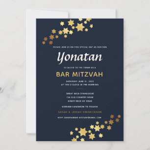 Inbjudan till elegant Pub Mitzvah Navy Guld