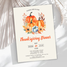 Inbjudan till elegant Pumpkin-Thanksgiving på midd