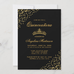 Inbjudan till elegant Quinceanera Guld Glitter Kro