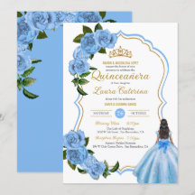 Inbjudan till elegant Quinceanera Light Blue Ro
