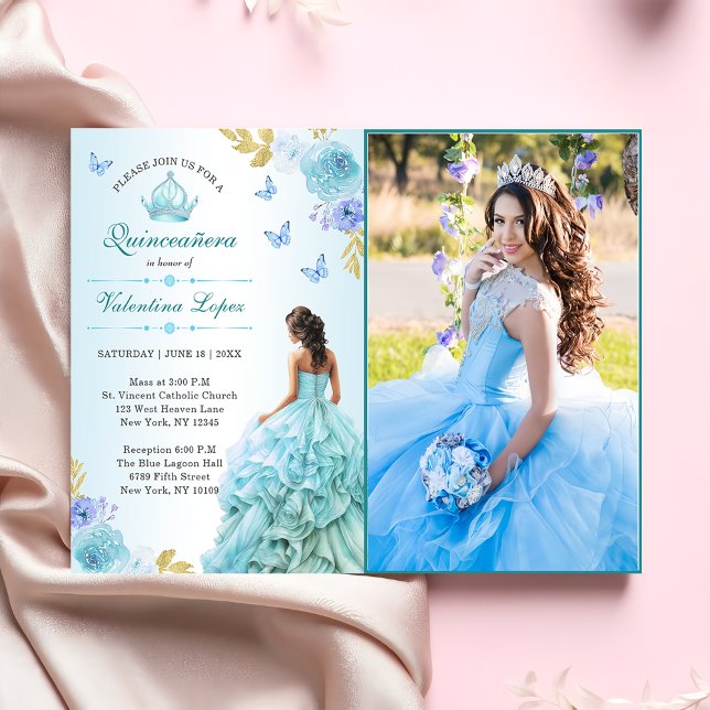  inbjudan till elegant Quinceañera Quinceañera Blo (Skapare uppladdad)