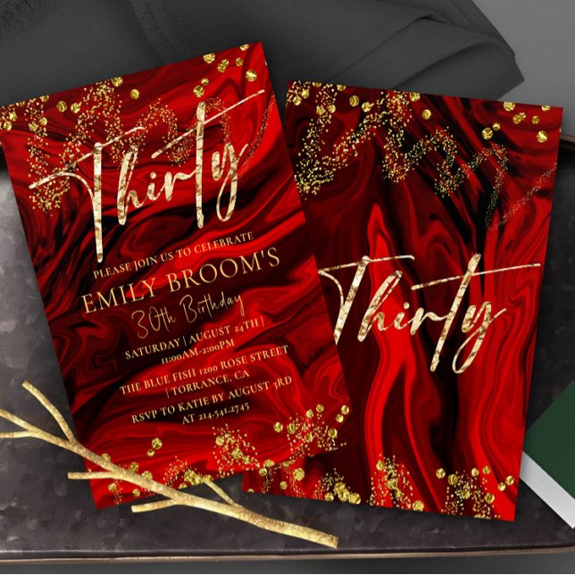 Inbjudan till elegant Red 30års födelsedag (Skapare uppladdad)