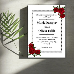 Inbjudan till elegant Red Blommigt Wedding Roman