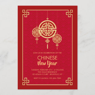 Inbjudan till Elegant Red Chinese New Year Party