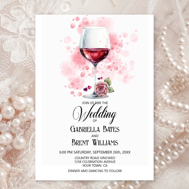 Inbjudan till elegant Red Vin Glass Wedding (Skapare uppladdad)