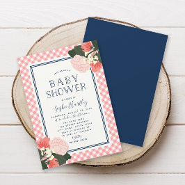 Inbjudan till elegant  Ro Blommigt för babyvisning