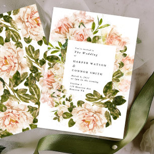 Inbjudan till elegant Ro Romantik Watercolor Weddi