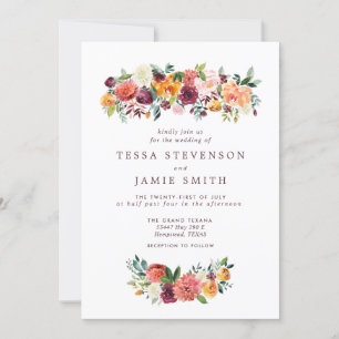 Inbjudan till elegant Romantic Fall Blommigt Weddi