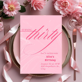 Inbjudan till elegant Rosa 30års födelsedag till h