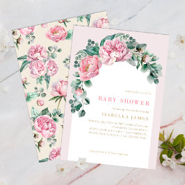 Inbjudan till elegant Rosa Blommigt Baby Shower