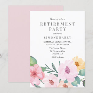 Inbjudan till elegant Rosa Blommigt Pension-part