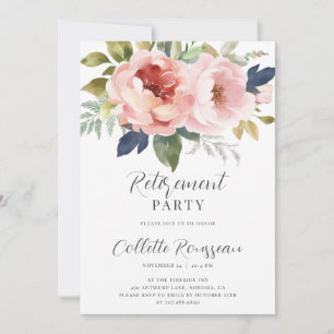 Inbjudan till elegant Rosa Blommigt Pension-part