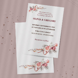 Inbjudan till elegant Rosa blommor Bröllop