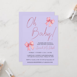 Inbjudan till elegant Rosa Bow Baby Shower