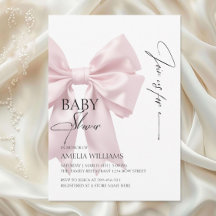 Inbjudan till elegant Rosa Bow Baby Shower