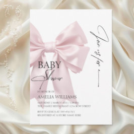 Inbjudan till elegant Rosa Bow Baby Shower