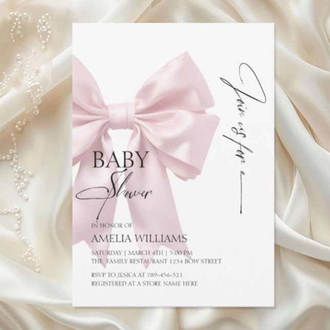 Inbjudan till elegant Rosa Bow Baby Shower (Skapare uppladdad)
