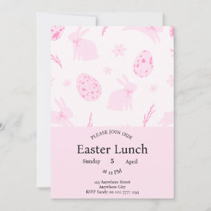 Inbjudan till elegant Rosa Bunny och Egg Påsk