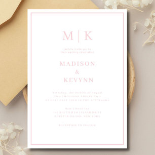 Inbjudan till elegant Rosa Classic Wedding