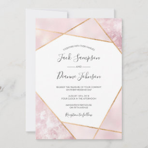 Inbjudan till elegant Rosa & Guld Geometic Wedding