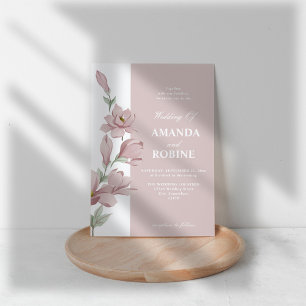Inbjudan till elegant Rosa Magnolia Wedding