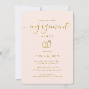 Inbjudan till elegant Rosa och guld förlovningsfes