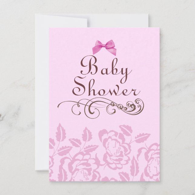 Inbjudan till elegant Rosa ros Baby Shower (Framsida)