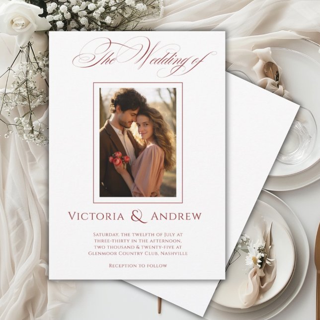 Inbjudan till elegant Rött och vitt bröllop och fo (Skapare uppladdad)