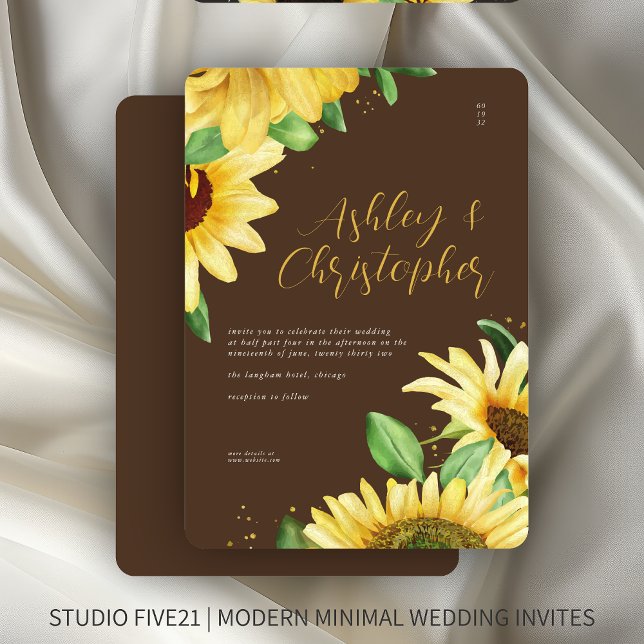 Inbjudan till elegant Rustic Solros Brown Wedding (Skapare uppladdad)