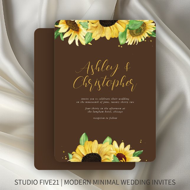 Inbjudan till elegant Rustic Solros Brown Wedding (Skapare uppladdad)