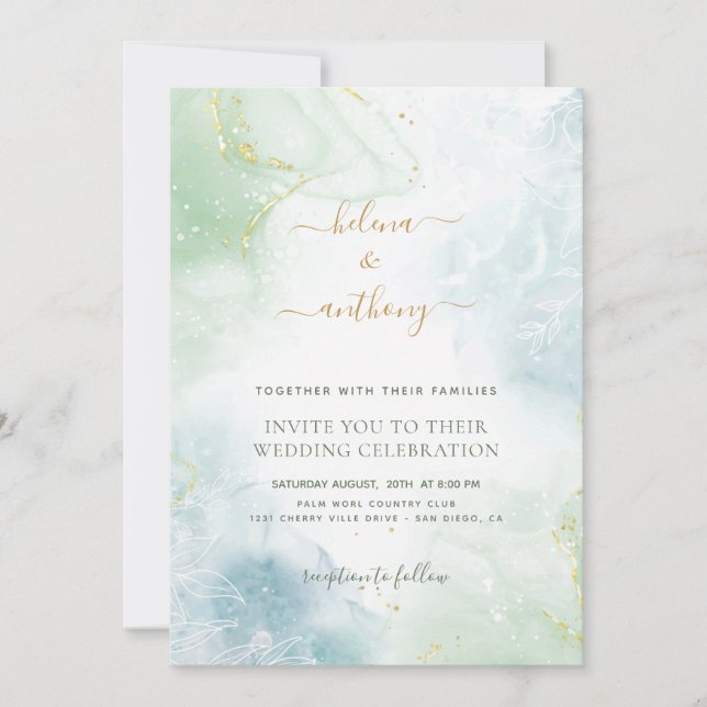 Inbjudan till elegant Rustic Watercolor Wedding (Framsida)