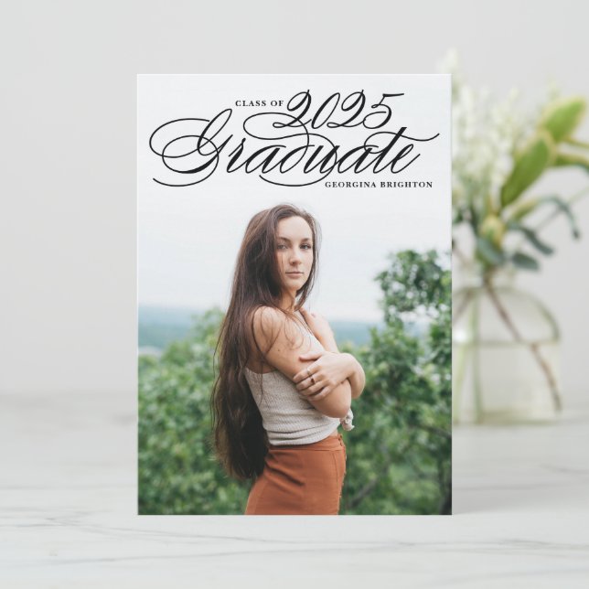 Inbjudan till elegant Script 2018 Photo Studenten  (Stående Fram)