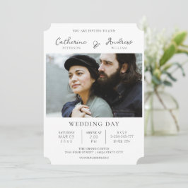 Inbjudan till elegant Script Classic Photo Wedding