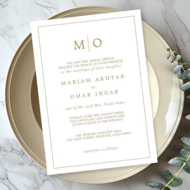 Inbjudan till Elegant Script Guld Monogram (Skapare uppladdad)