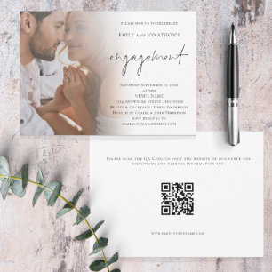 Inbjudan till elegant Script Photo QR-Förlovning f