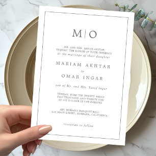 Inbjudan till Elegant Script Silver Monogram
