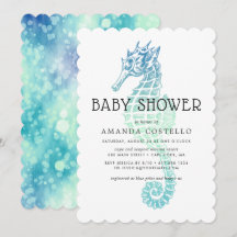 Inbjudan till elegant Seahorse Baby Shower