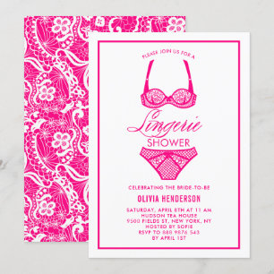 Inbjudan till elegant Shock rosa Lingerie Shower