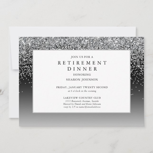 Inbjudan till elegant Silver Glitter Gnistra Pensi (Framsida)