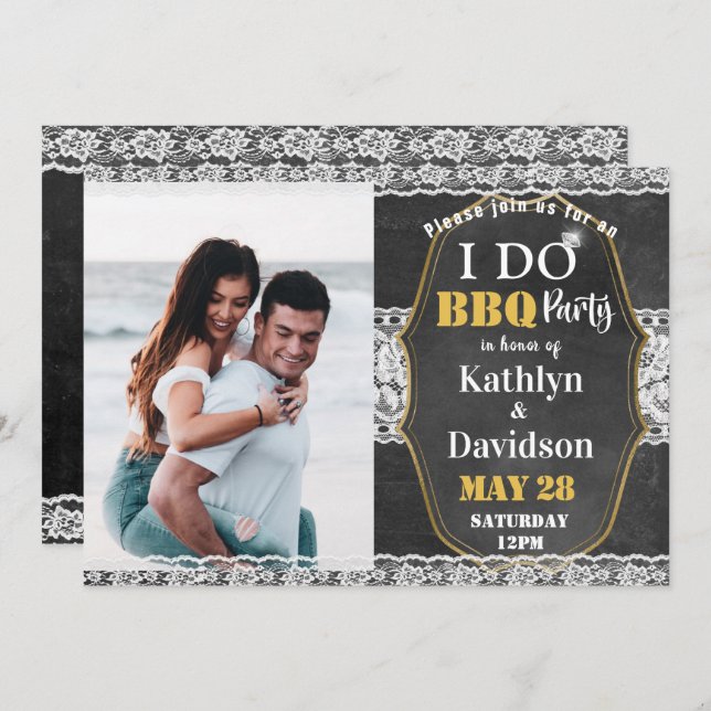 Inbjudan till elegant Snöre Photo I DO Förlovning (Fram/baksida)