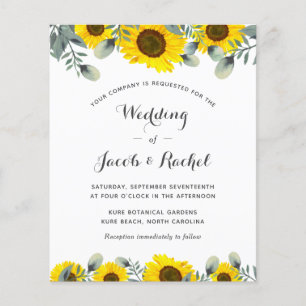 Inbjudan till elegant Solblommor Greenery Wedding