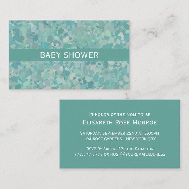 Inbjudan till elegant Stone Dot Baby Shower Biljet (Fram/baksida)