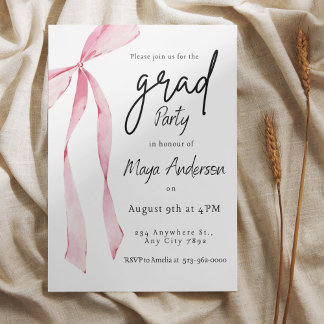 Inbjudan till elegant Studenten med Rosa Bow