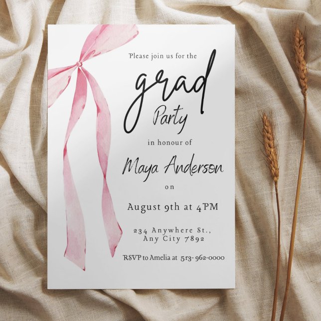 Inbjudan till elegant Studenten med Rosa Bow (Skapare uppladdad)