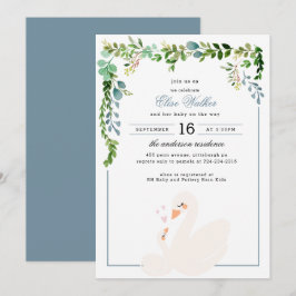 Inbjudan till Elegant Svan Grey Baby Shower