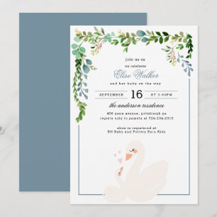 Inbjudan till Elegant Svan Grey Baby Shower